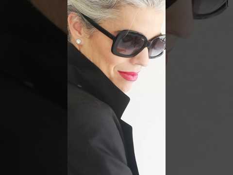 Nikol Johnson with silver gray hair