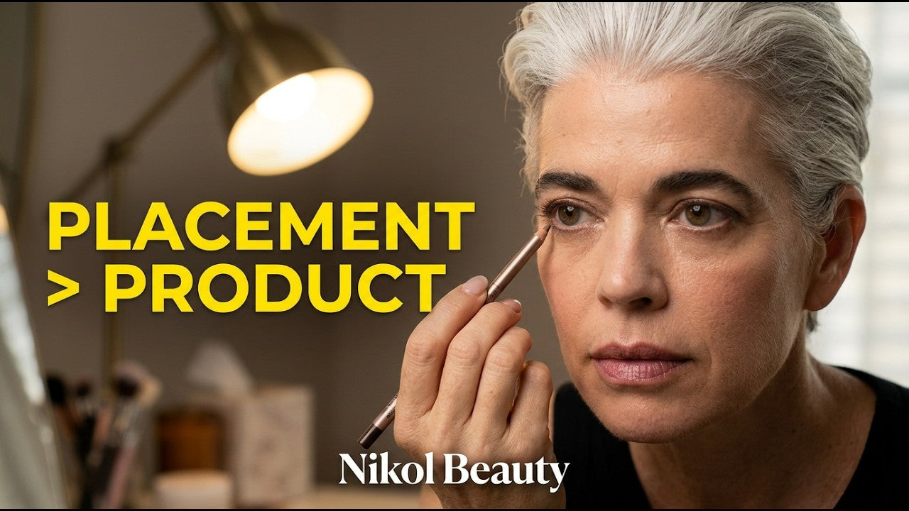 Nikol Johnson demonstrating how to fix five common makeup mistakes for women over 50