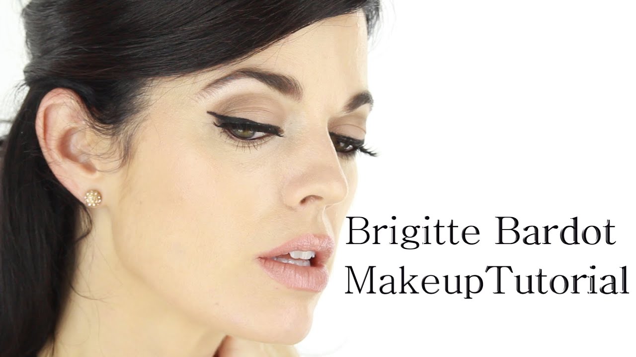 Brigitte Bardot inspired makeup look with soft winged eyes and nude lip
