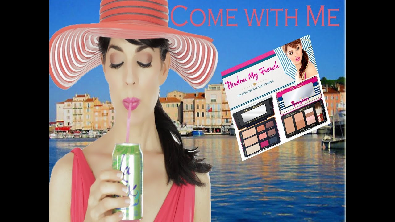 St. Tropez inspired vacation makeup with bronzed lids and glossy lip