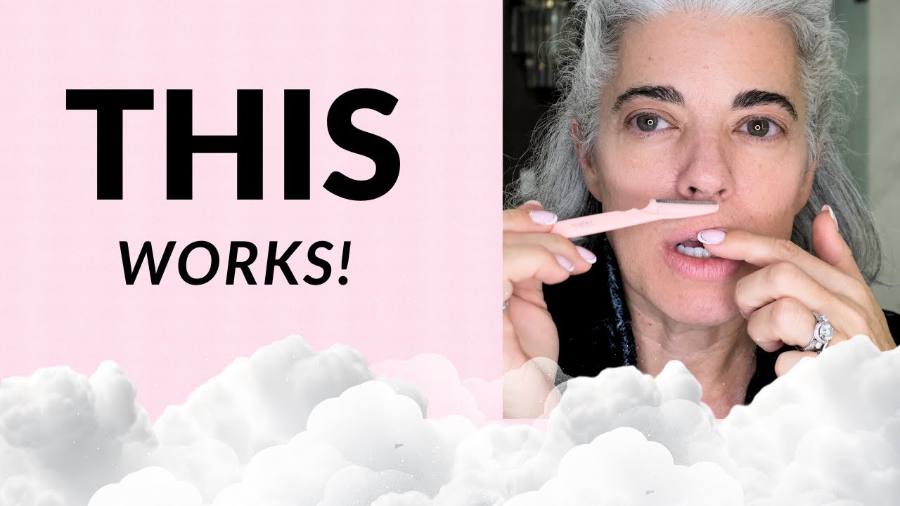 Nikol Johnson demonstrating at-home dermaplaning for a smoother mature-skin makeup base