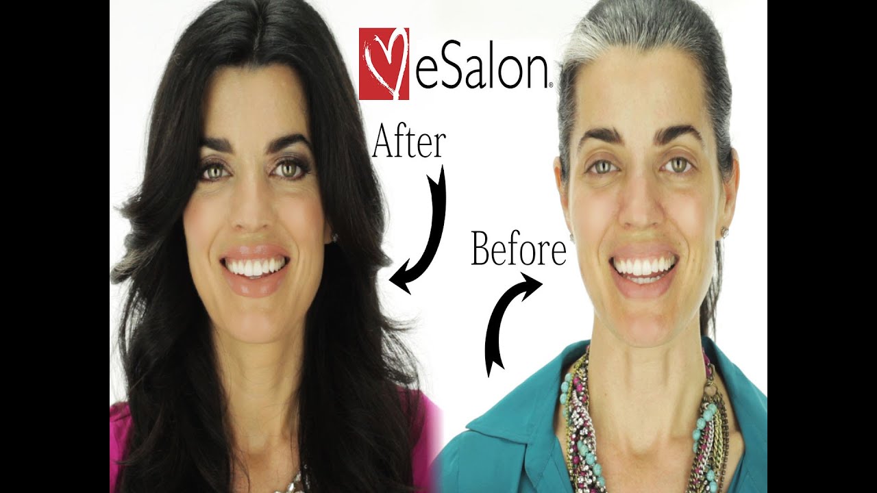 Covering gray roots at home, from Nikol Johnson's pre-silver hair chapter
