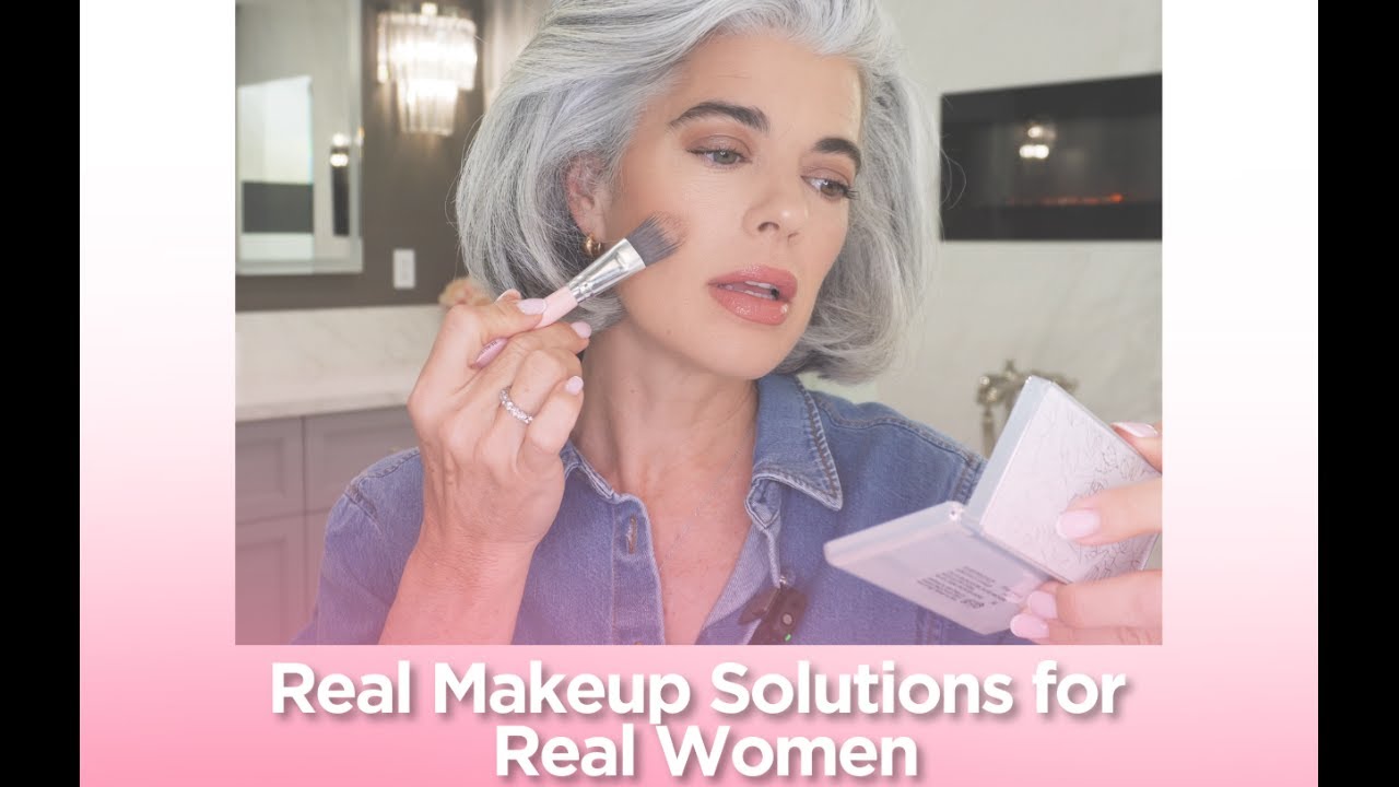 Nikol Johnson sharing real makeup solutions for mature women in a live session