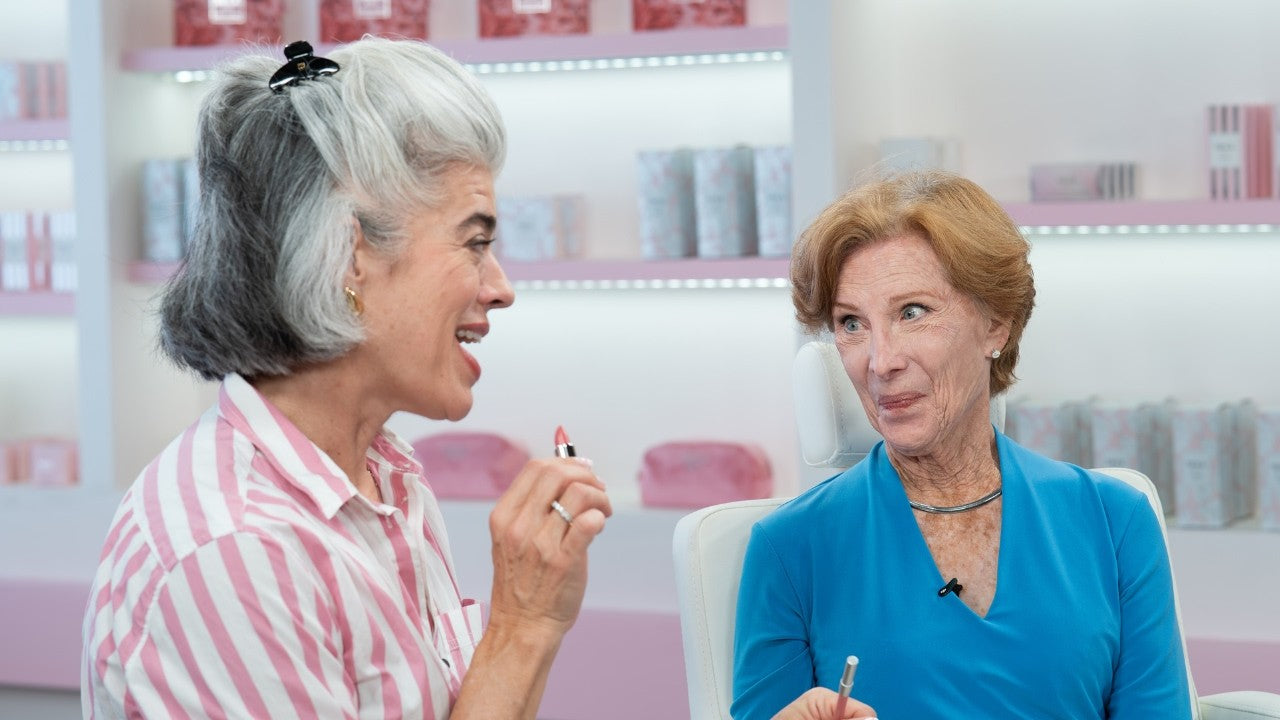 Nikol Johnson demonstrating makeup on mature skin over 80