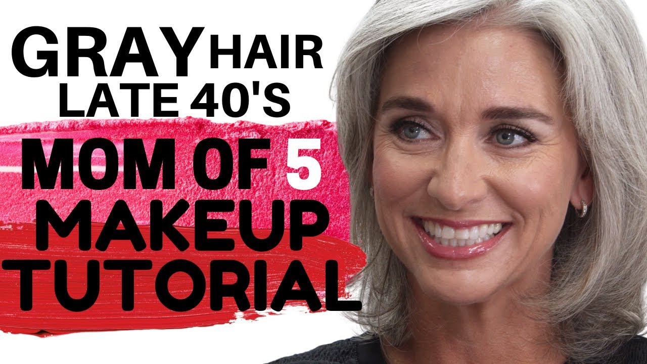 Gray hair makeup tutorial with first-time false lashes