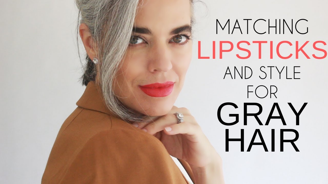 Matching lipstick shades to outfits for gray hair