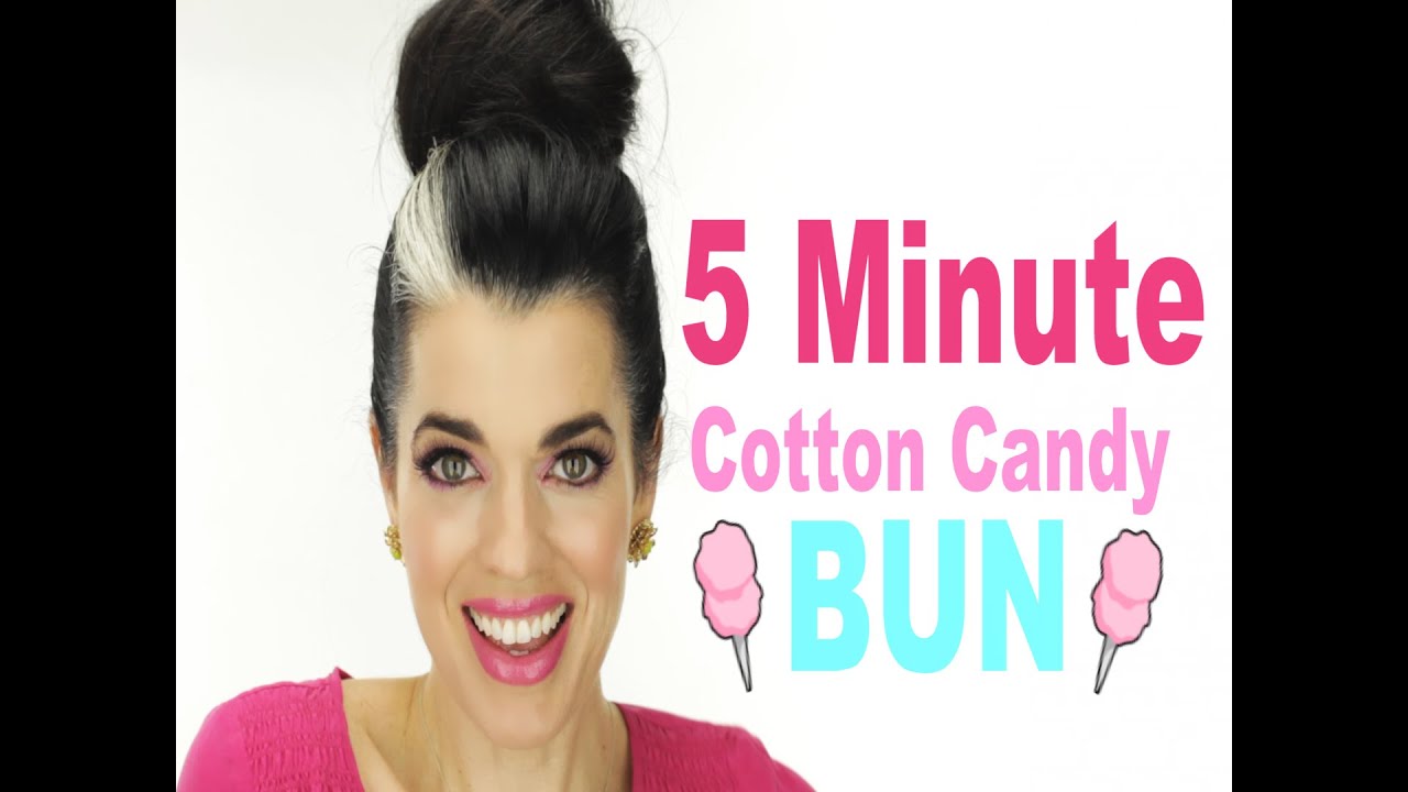 Five-minute cotton candy teased hair bun for unwashed hair