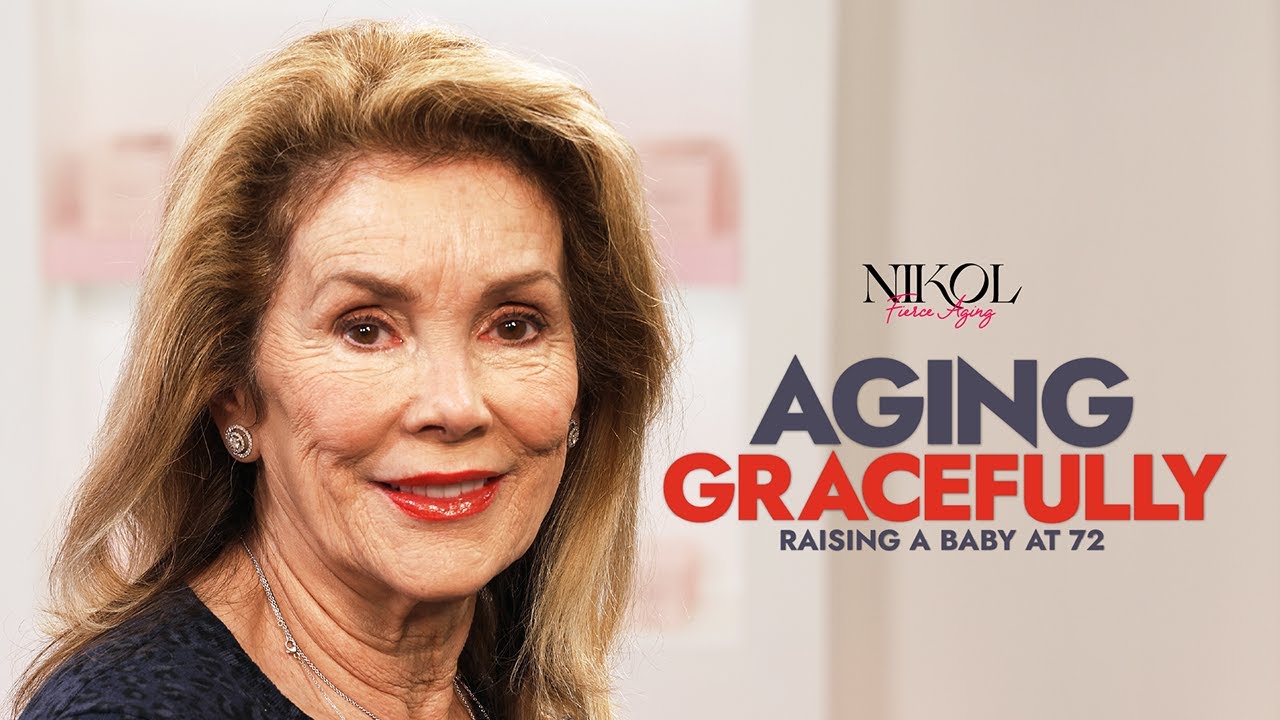 Nikol Johnson with Linda, who is raising a baby at 72, in an inspiring Fierce Aging makeup tutorial