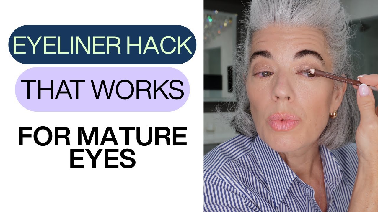 Nikol Johnson demonstrating a long-lasting eyeliner technique for mature eyes