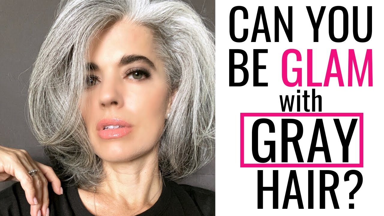 Glam makeup look for gray hair