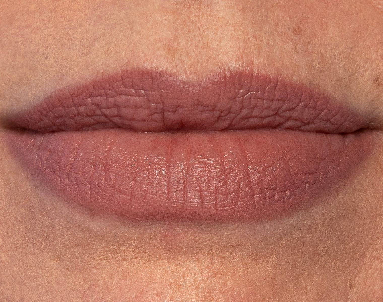 Mature lips lined and filled with Cameo WaterProof Lip Liner