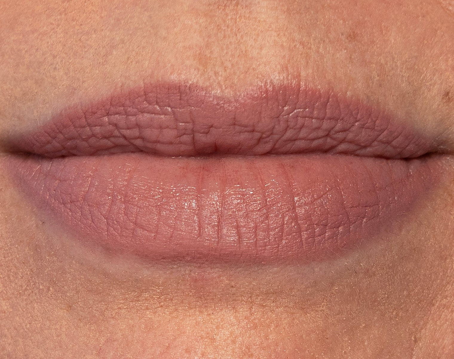 Mature lips lined and filled with Rose All Day WaterProof Lip Liner