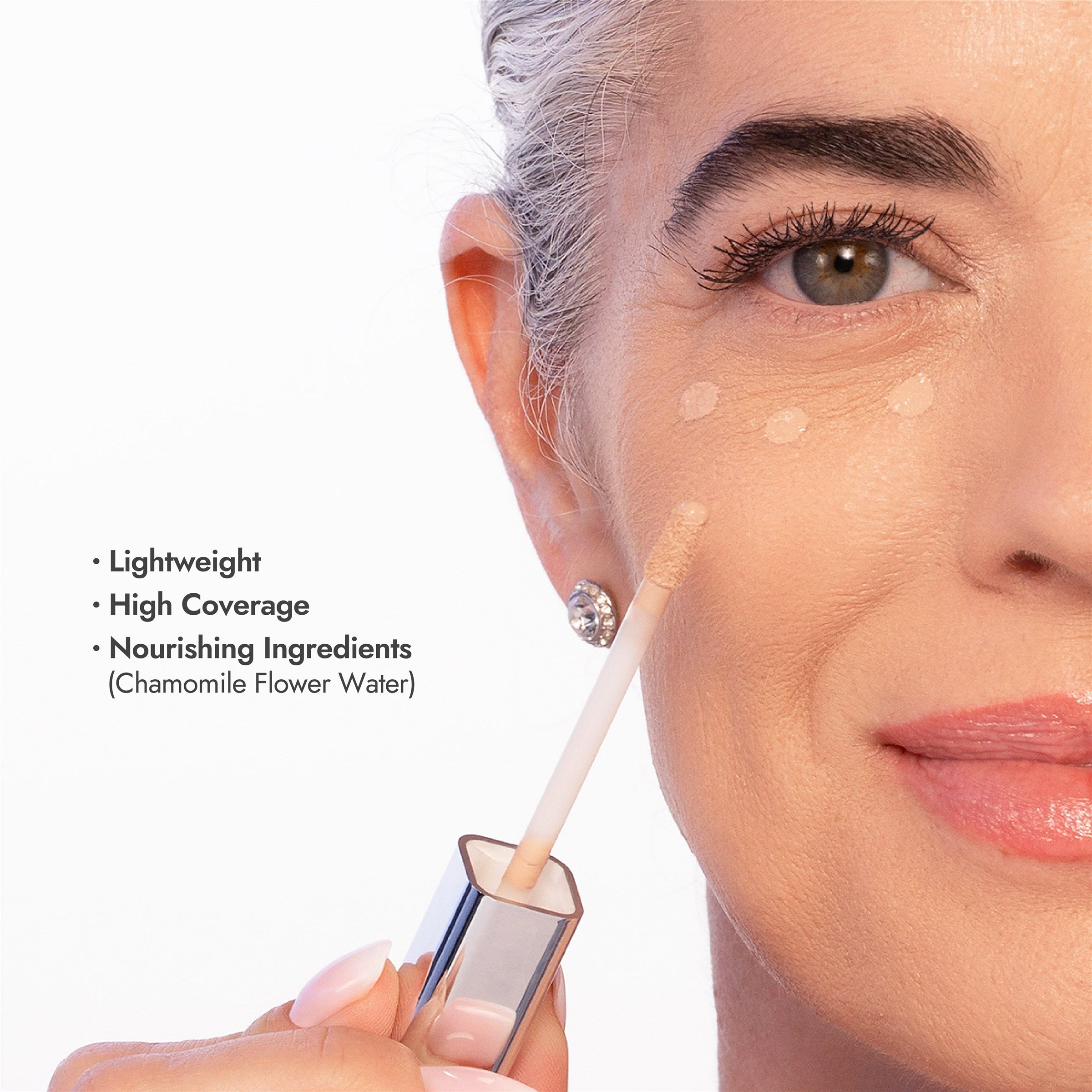 Concealer dots under the eye (words version)