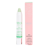 Nikol Beautys No Redness Color Corrector in minty green provides medium to full coverage. It comes in a pink box with floral designs, and both the stick and packaging feature the brand name elegantly printed.